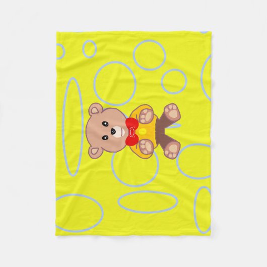 Gele popcorn anime teddybeer fleece deken (Voorkant)
