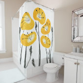Gele Poppies Boho Moderne Badkamer Decor Douchegordijn (In situ)