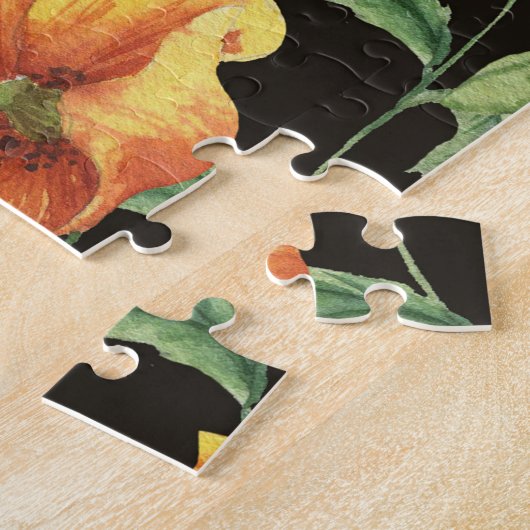 Gele Poppy Waterverf bloemenpatroon Legpuzzel (Zijkant)