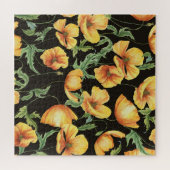 Gele Poppy Waterverf bloemenpatroon Legpuzzel (Horizontaal)