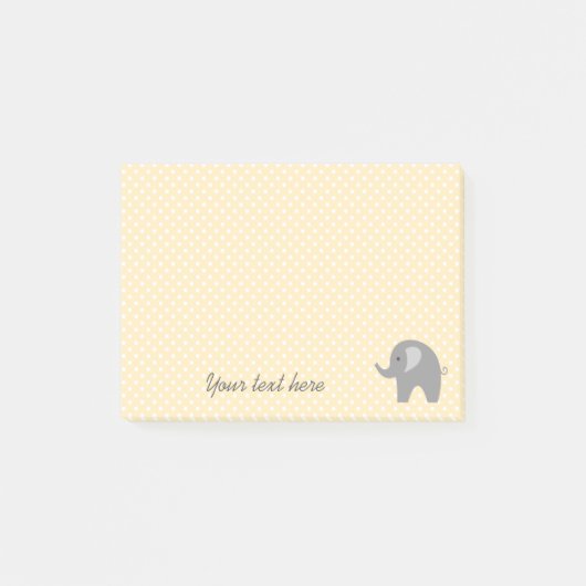 Gele post-it-notities met grijze olifant en polka post-it® notes (Voorkant)