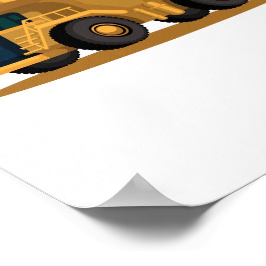 gele poster met vrachtwagen bouwvoertuig (Hoek)