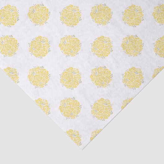 Gele posy rozen grafisch tissuepapier (Detail)