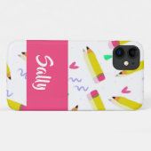 Gele potloden en schubbels op wit Case-Mate iPhone case (Achterkant (horizontaal))