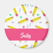 Gele potloden en schubbels op wit magneet (Voorkant)