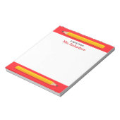 Gele potloden gepersonaliseerde naam leraar notitieblok (Linkerzijde)