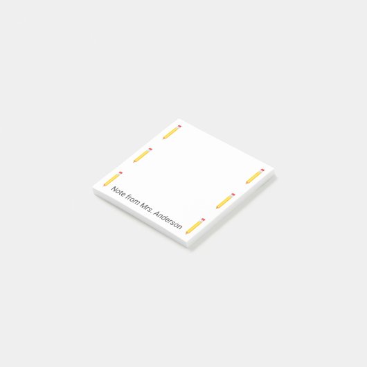 Gele potlood Boarder Personaliseren Post-it® Notes (Schuin)