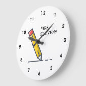 Gele potlood leraar naam grote klok (Hoek)