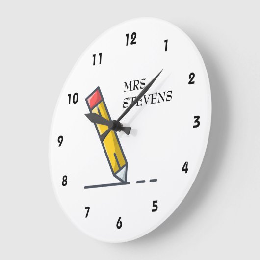 Gele potlood leraar naam grote klok (Hoek)