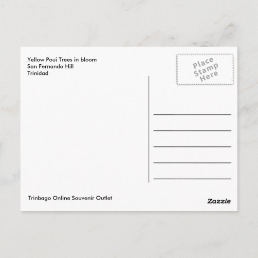 Gele Poui Trees op San Fernando Hill Briefkaart (Achterkant)