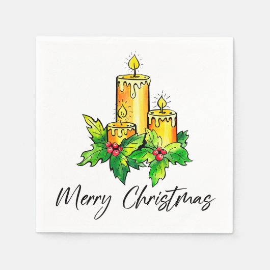 Gele pretkerst en vrolijk nieuwjaar luiers servet (Voorkant)