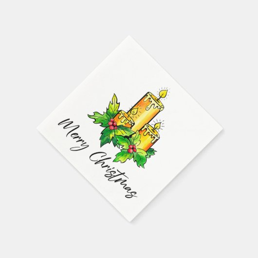 Gele pretkerst en vrolijk nieuwjaar luiers servet (Hoek)