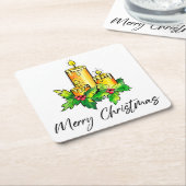 Gele prettige kerst en gelukkig nieuwjaar kartonnen onderzetters (Schuin)