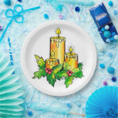 Gele prettige kerst en gelukkig nieuwjaar papieren bordje (Feest)