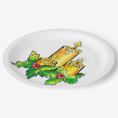 Gele prettige kerst en gelukkig nieuwjaar papieren bordje (Gekanteld)