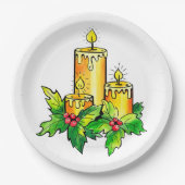 Gele prettige kerst en gelukkig nieuwjaar papieren bordje (Voorkant)