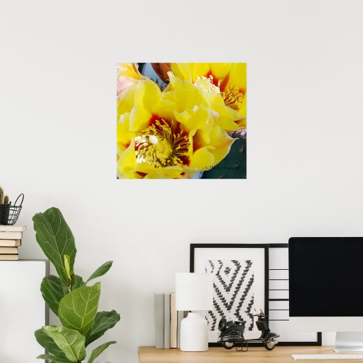 Gele Prickly Pear Cactus Poster (Thuiskantoor)