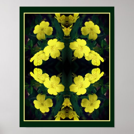 Gele Primrose Bloemen Abstract Poster (Voorkant)