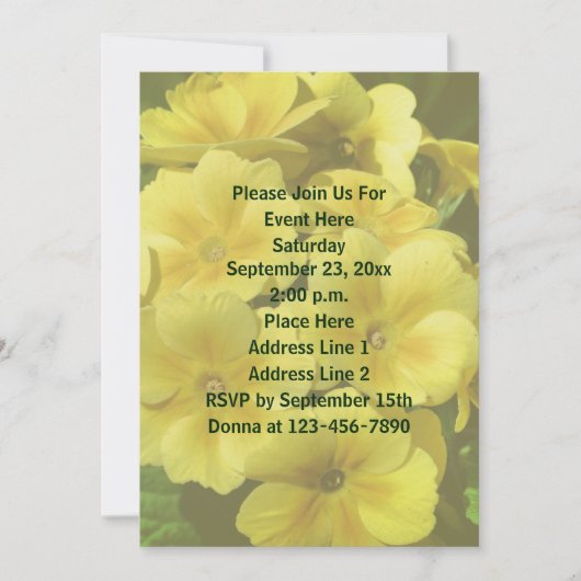 Gele Primrose bloemen Kaart (Voorkant)