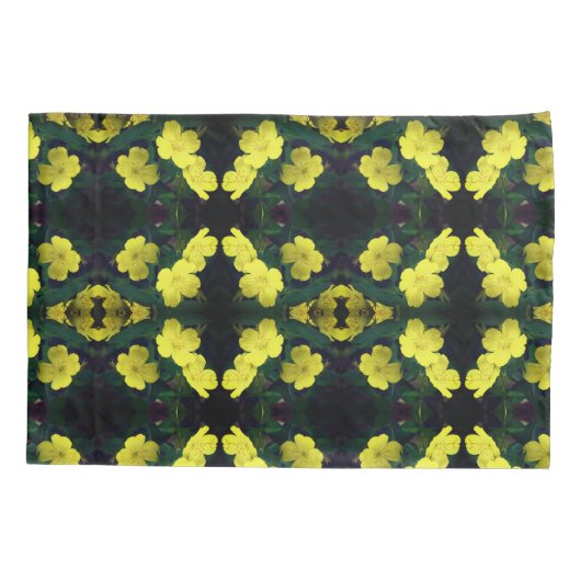 Gele Primrose Flowers Abstract Patroon Kussensloop (Achterkant)