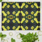  Gele Primrose Flowers Abstract Patroon Theedoek (Gevouwen)