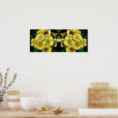 Gele Primrose Lente Bloemen Gespiegeld Abstract Poster (Keuken)