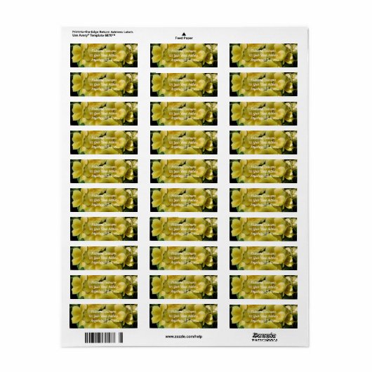 Gele Primrose Spring Flowers Adres Etiket (Full Sheet)