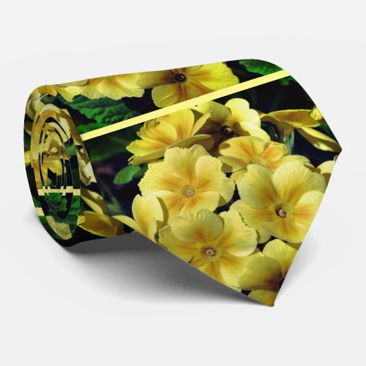 Gele primrose Spring Flowers close up Stropdas (Opgerold)