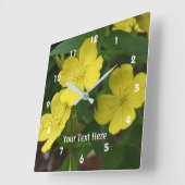 Gele Primrose Spring Flowers gepersonaliseerd Vierkante Klok (Hoek)