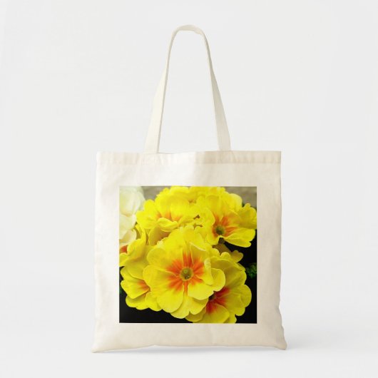 Gele primula in lente floraal tote bag (Voorkant)