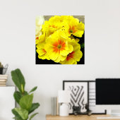 Gele primula in lente poster (Thuiskantoor)