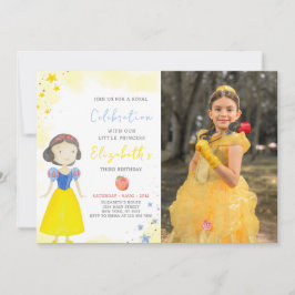 Gele Prinses Verjaardagsuitnodiging met foto Kaart