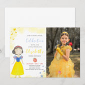 Gele Prinses Verjaardagsuitnodiging met foto Kaart (Voorkant / Achterkant)