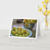 Gele pruimen in kom en vergiet kaart (Gele Bloem)