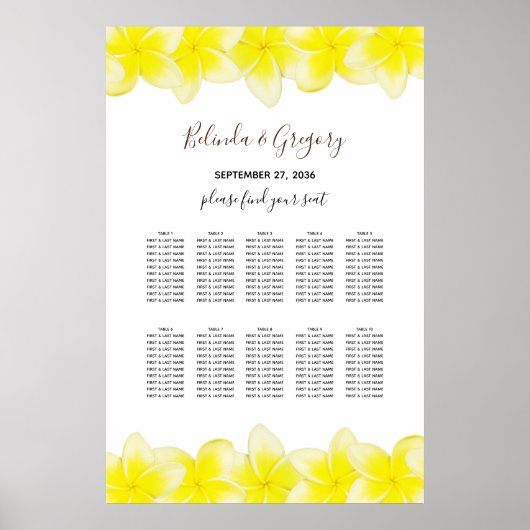Gele pruimterie Frangipani Weddenschappen Poster (Voorkant)