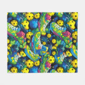 💛Gele Psychedelische pickleballs Fleece Deken (Voorkant (Horizontaal))