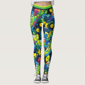Gele psychedelische pickleballs leggings (Voorkant)