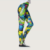 Gele psychedelische pickleballs leggings (Rechts)
