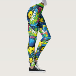 Gele psychedelische pickleballs leggings