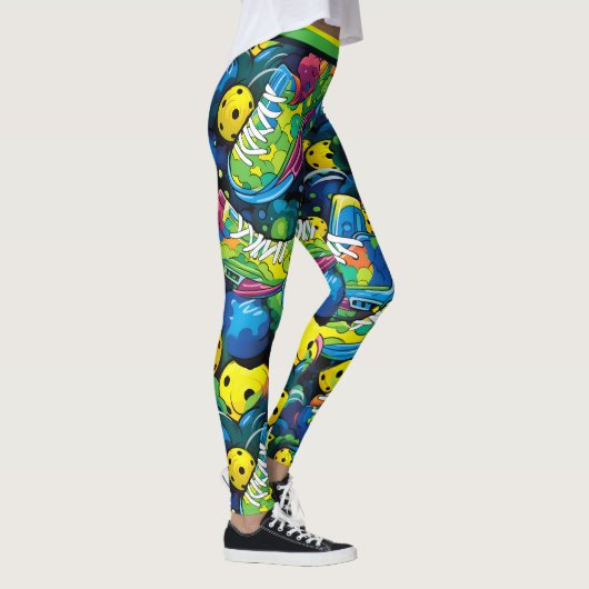 Gele psychedelische pickleballs leggings (Rechts)