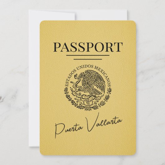 Gele Puerta Vallarta Passport bruiloft Kaart (Achterkant)
