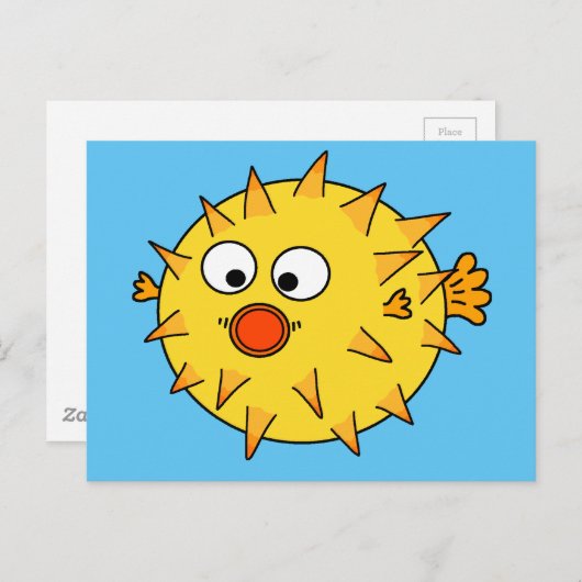 Gele Puffervis Briefkaart (Voorkant / Achterkant)