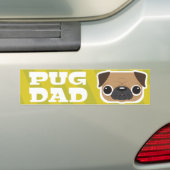 Gele Pug Pap Bumpersticker (Op auto)