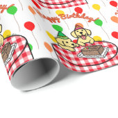 Gele Puppies van het Laboratorium Happy Birthday Cadeaupapier (Rol Hoek)