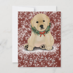 Gele Puppy Kerstkaart