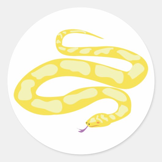Gele Python Ronde Sticker (Voorkant)
