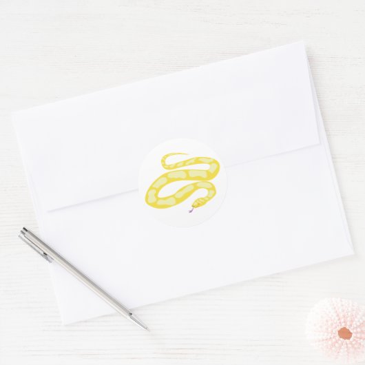 Gele Python Ronde Sticker (Envelop)