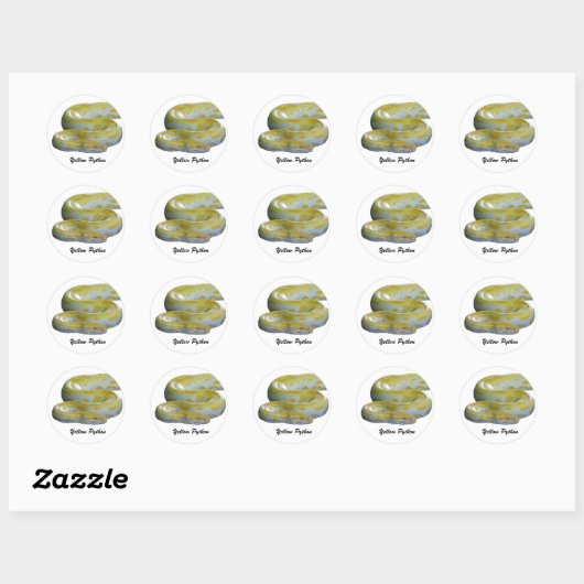 Gele Python-Stickers Ronde Sticker (Vel)