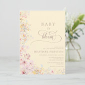 Gele QR-code baby shower voor wilde bloem Kaart (Staand voorkant)