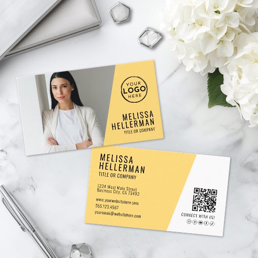 Gele QR Code Bedrijf Uw Logo Visitekaartje